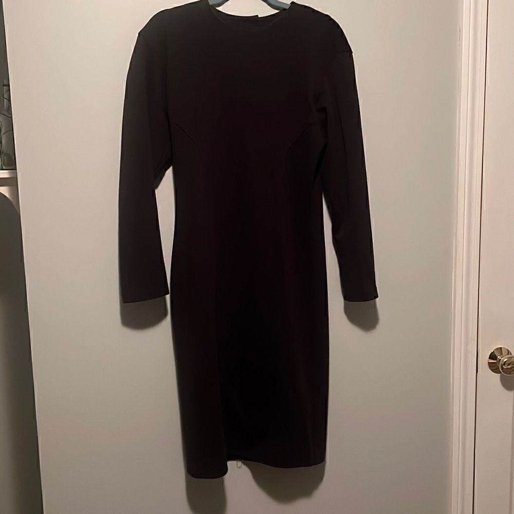 Vintage April Rain Women's Black Crew Neck Cotton Blend Sheath Dress Large